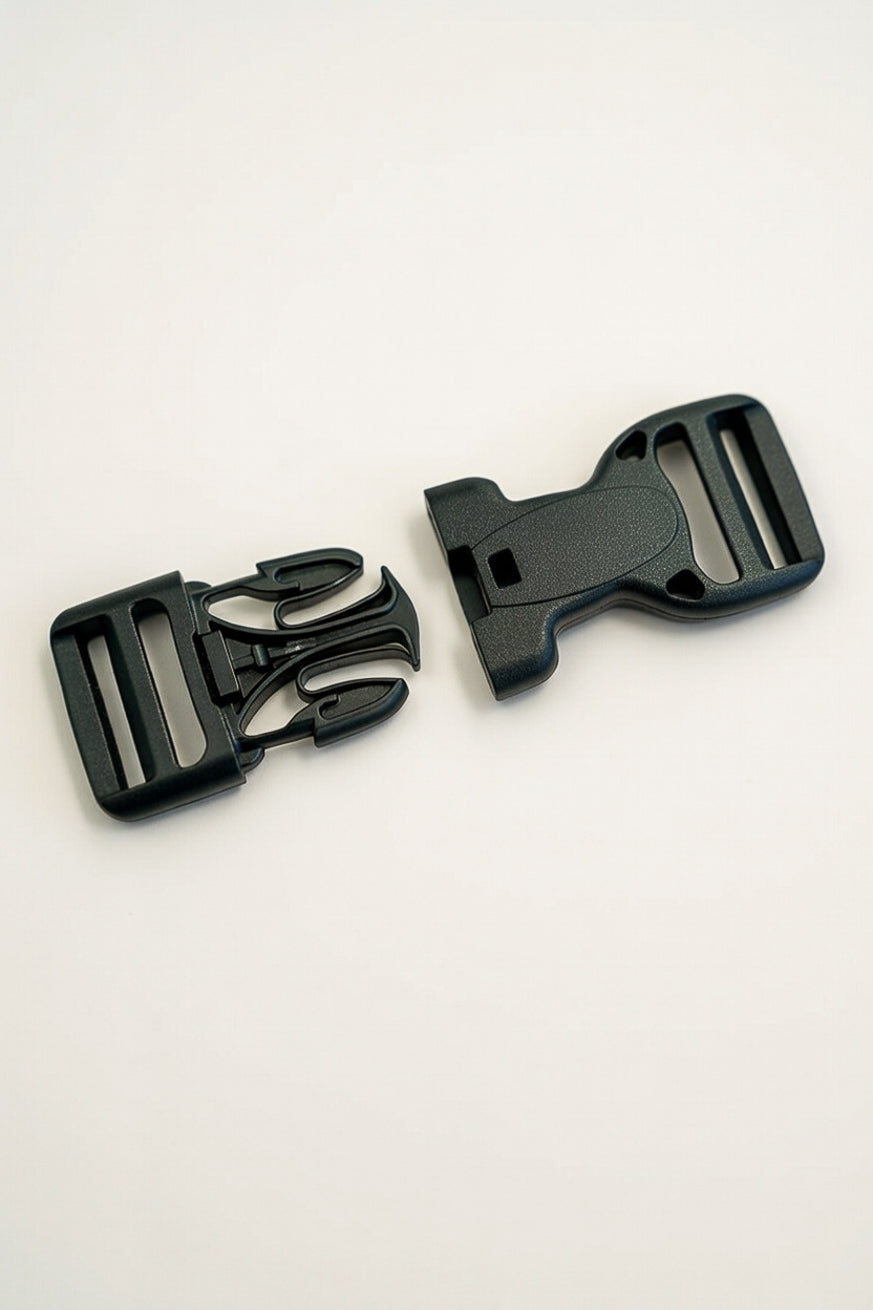 Boucle avec bouton de sécurité 25mm noir