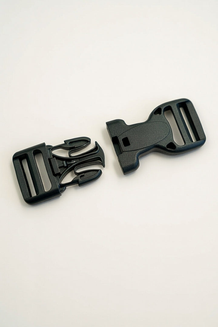 Boucle avec bouton de sécurité 25mm noir